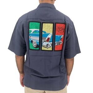 NATIVE OUTFITTERS Camp Shirt Size S New $99 Navy Blue Car Boating Water Fishing